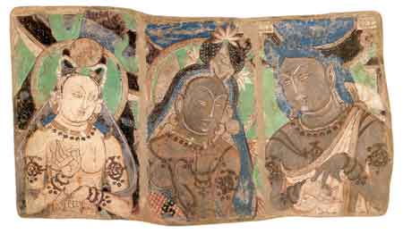 Triptych from outer passage, Qizil cave no. 224