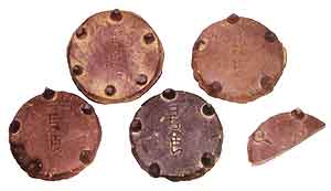 Fig. 3 Saggers with Phagspa inscriptions unearthed from the late-Yuan dynasty layer at the Tiger's Cave kiln site in Hangzhou