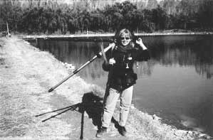 Lois Conner with her camera in Yuanming Yuan, spring 1998. Photo: GRB